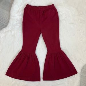 Maroon Ruffle Bell Pants, Toddler Girl